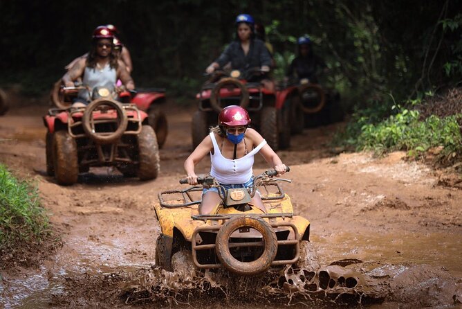 ATV, Ziplining & Cenote Tour, Transportation & Tequila Tasting - Cooling off at Cenote Verde Lucero
