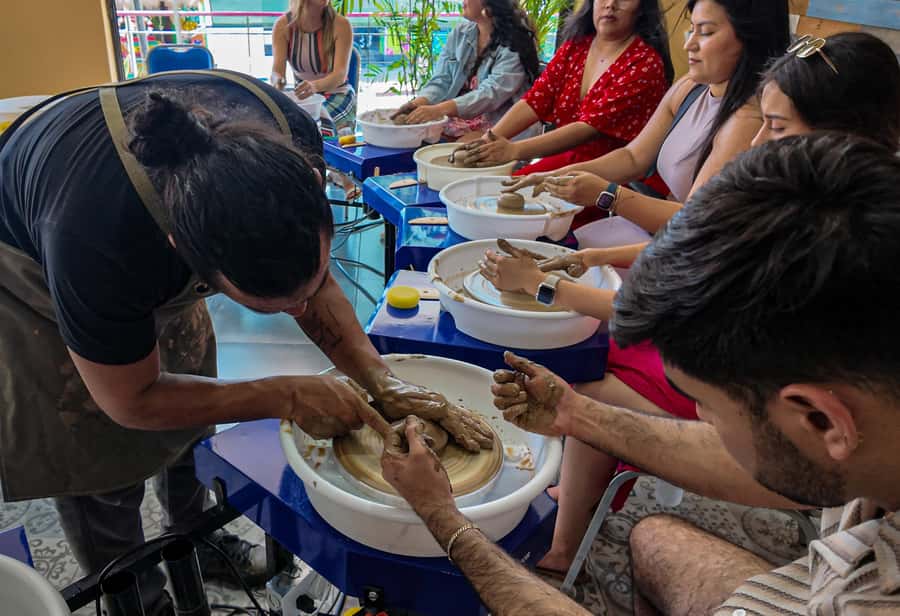 Los Cabos: Clay Molding and Tequila Tasting Experience - Shaping clay at Plaza Bonita